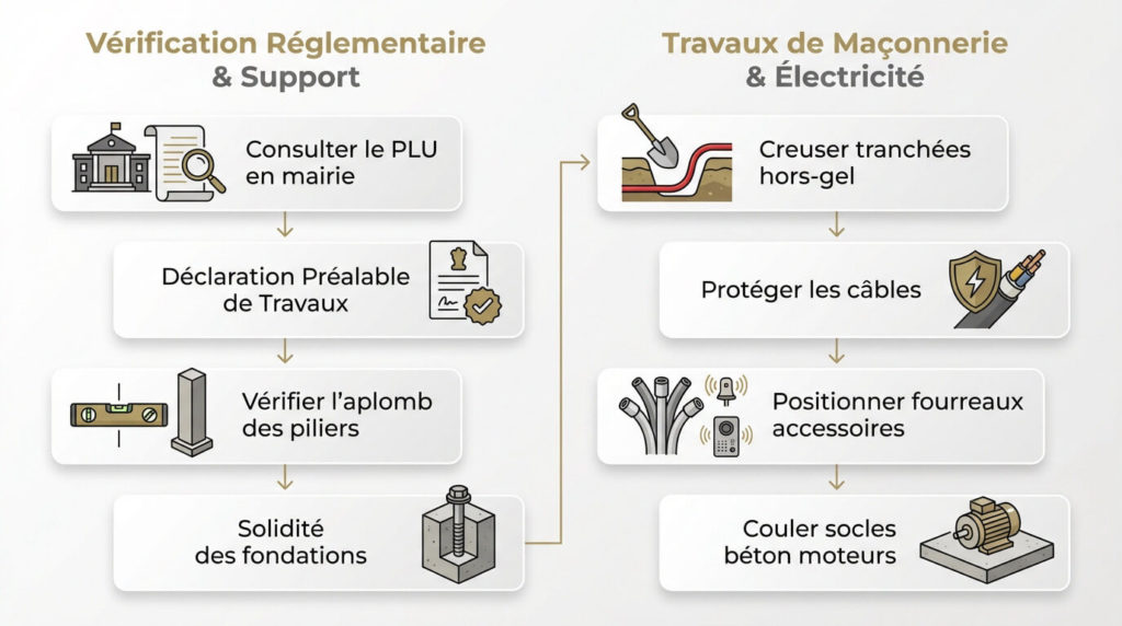 Installation système de portail automatique