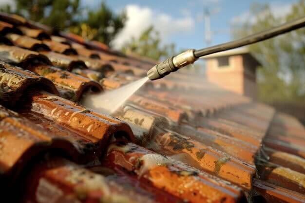 Démoussage d'un toit