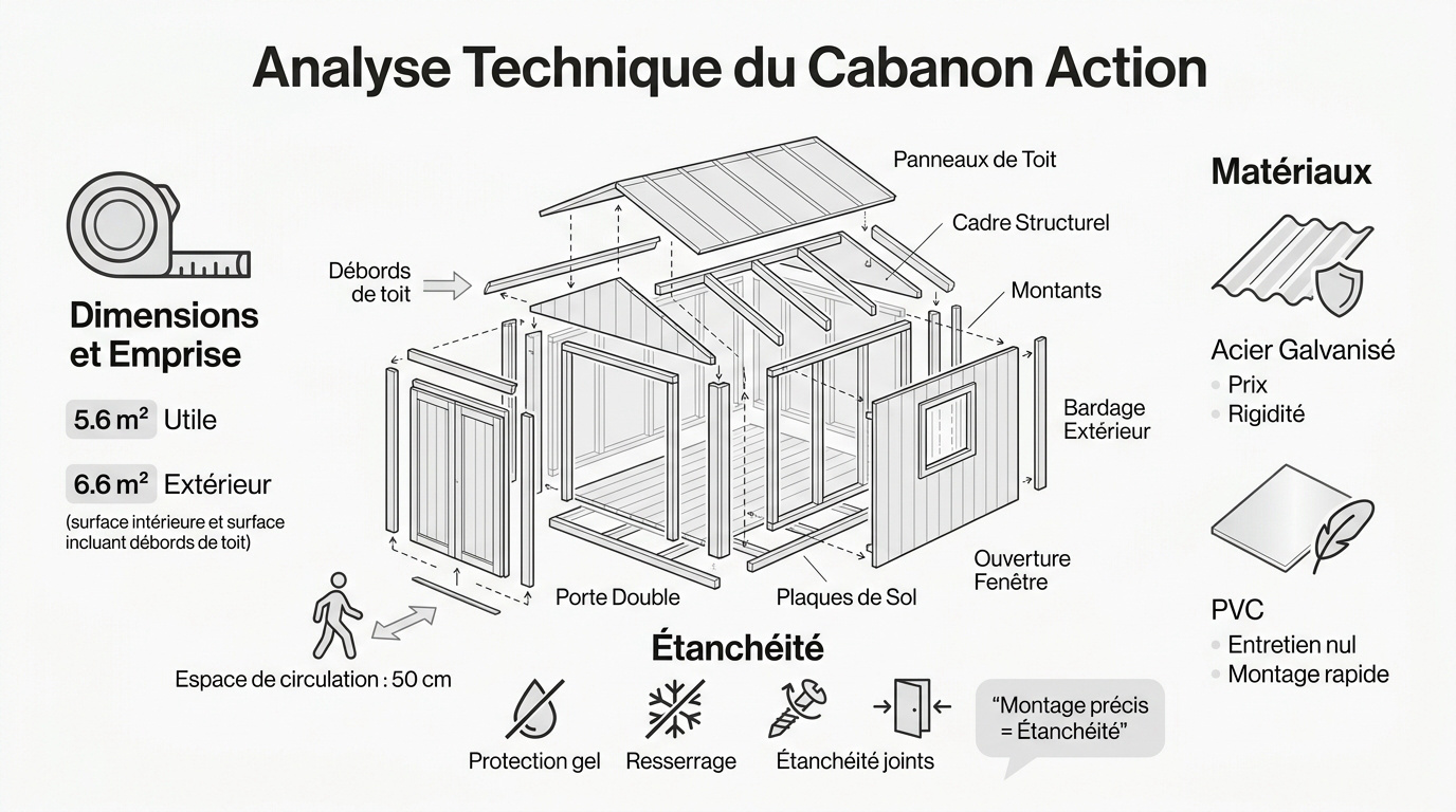 Analyse technique d'un abri de jardin métallique galvanisé