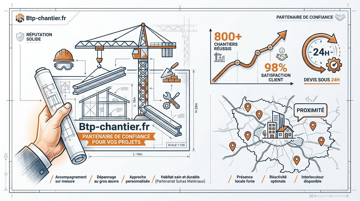 Equipe de professionnels du bâtiment sur un chantier de rénovation