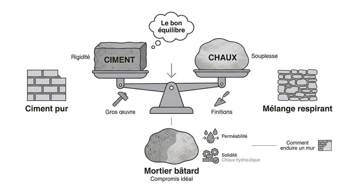 Comparaison entre le ciment et la chaux pour le dosage du mortier