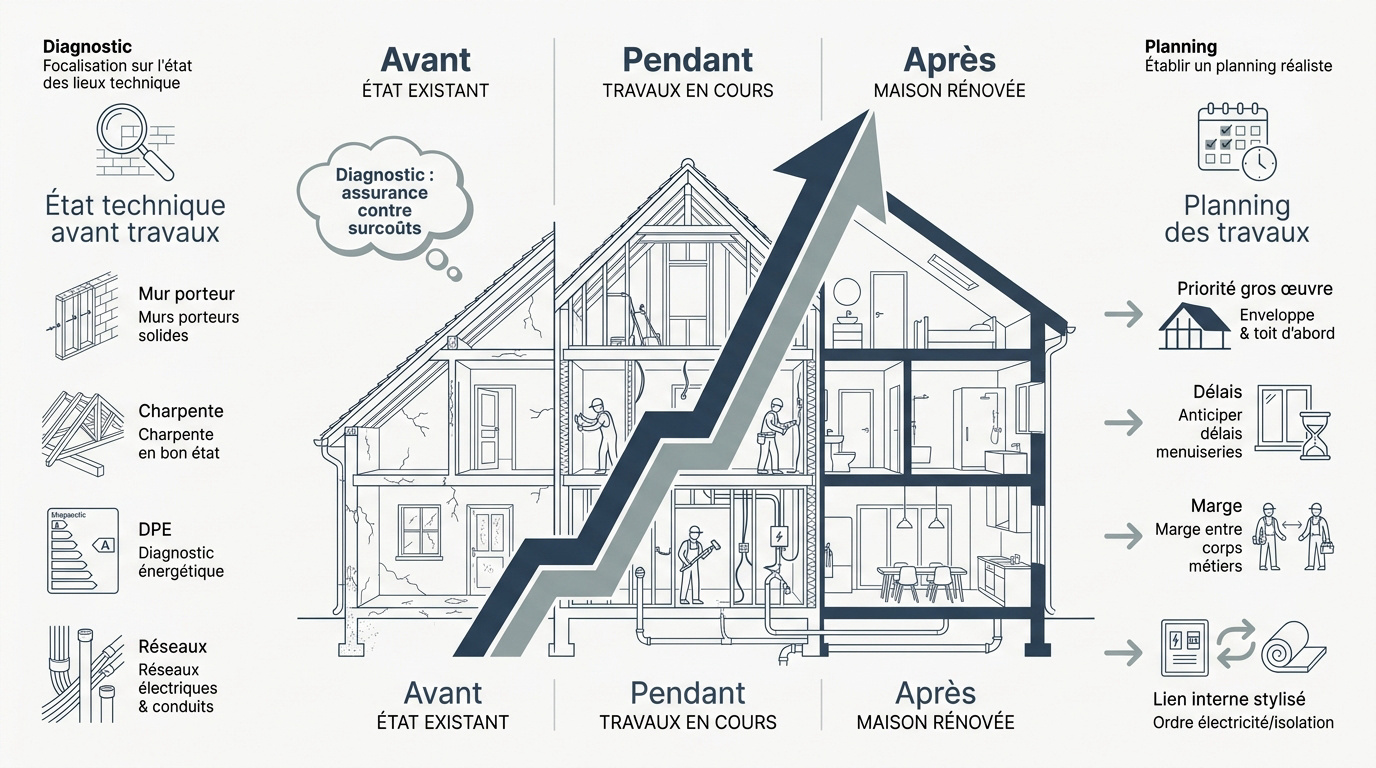 Infographie étapes clés rénovation