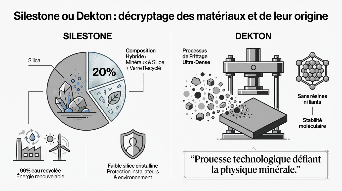 Comparaison des matériaux Silestone et Dekton pour plan de travail