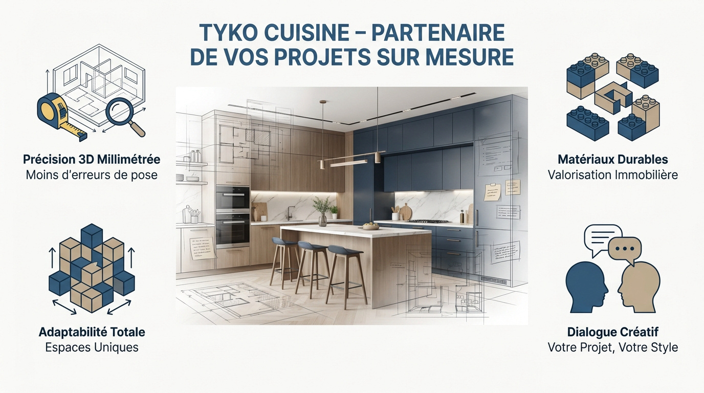 Conception d'une cuisine sur mesure moderne avec Tyko Cuisine