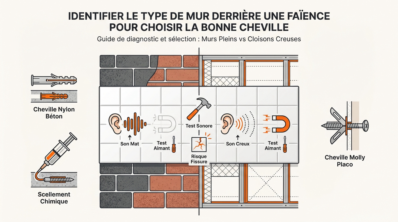 Identifier le mur derrière le carrelage