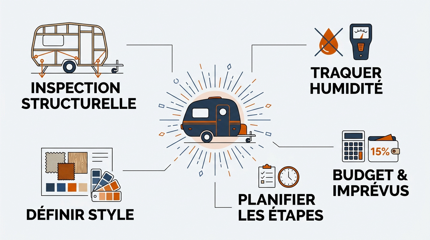 Étapes clés pour la rénovation structurelle et intérieure d'une petite caravane