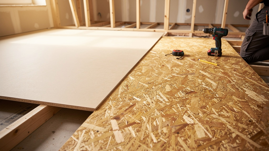 Comparaison de panneaux aggloméré et OSB pour plancher