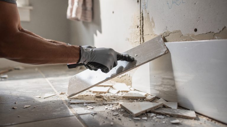 Retrait de carrelage mural sur placo en salle de bain