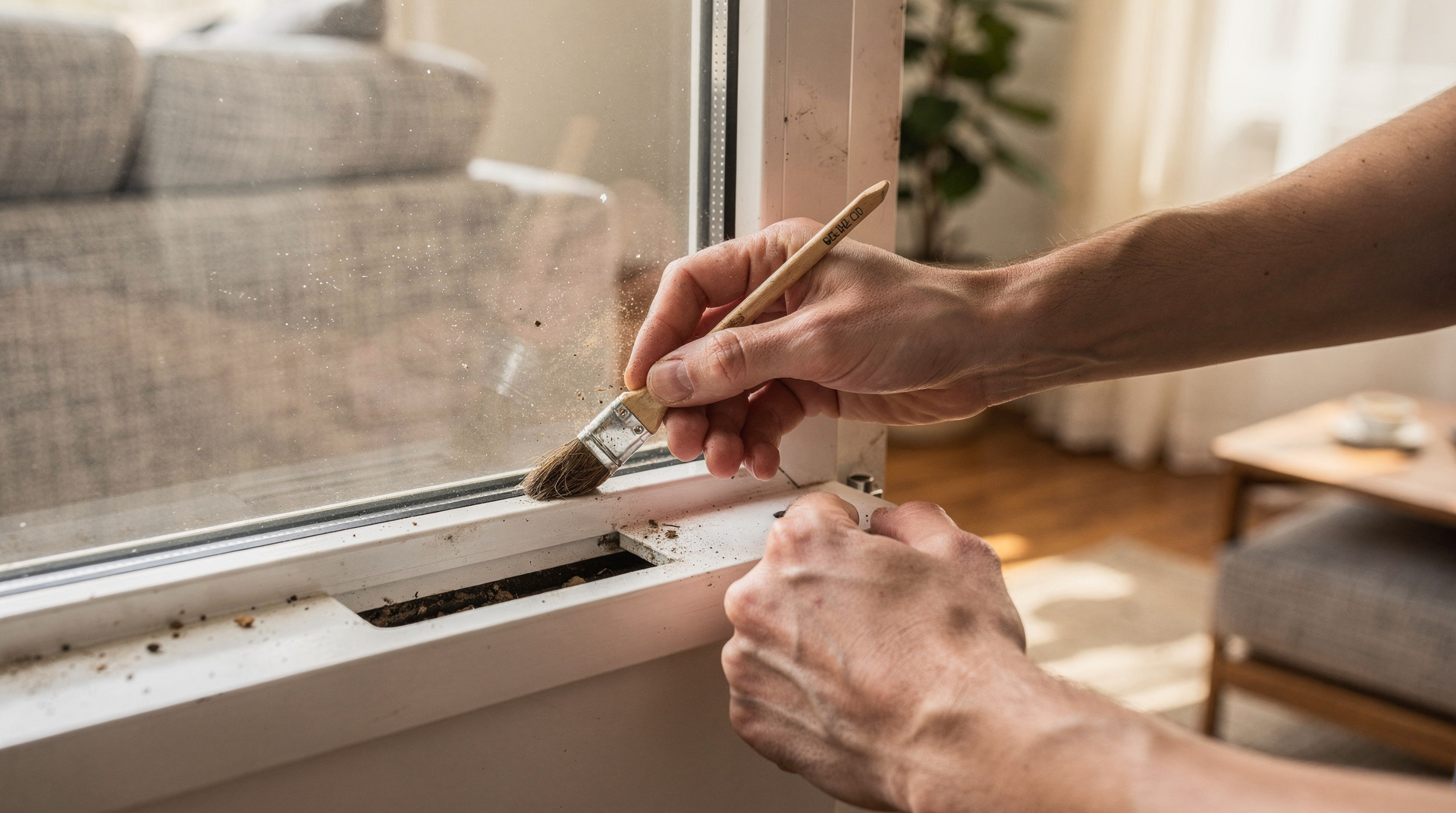 Fente de drainage sur un profilé PVC de fenêtre